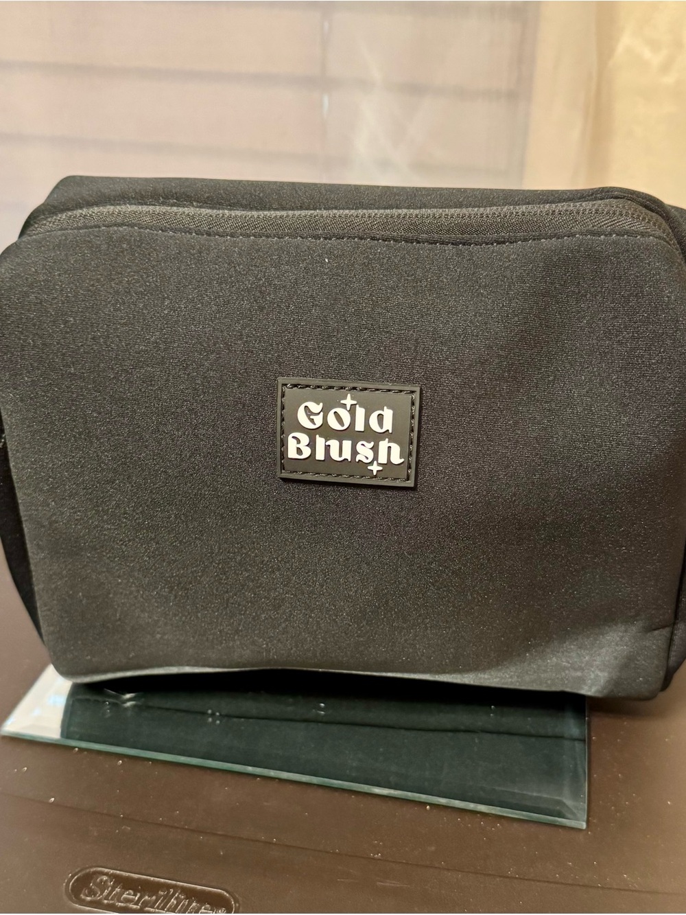 Gold Blush Neoprene Black Cosmetic Bag BNWT